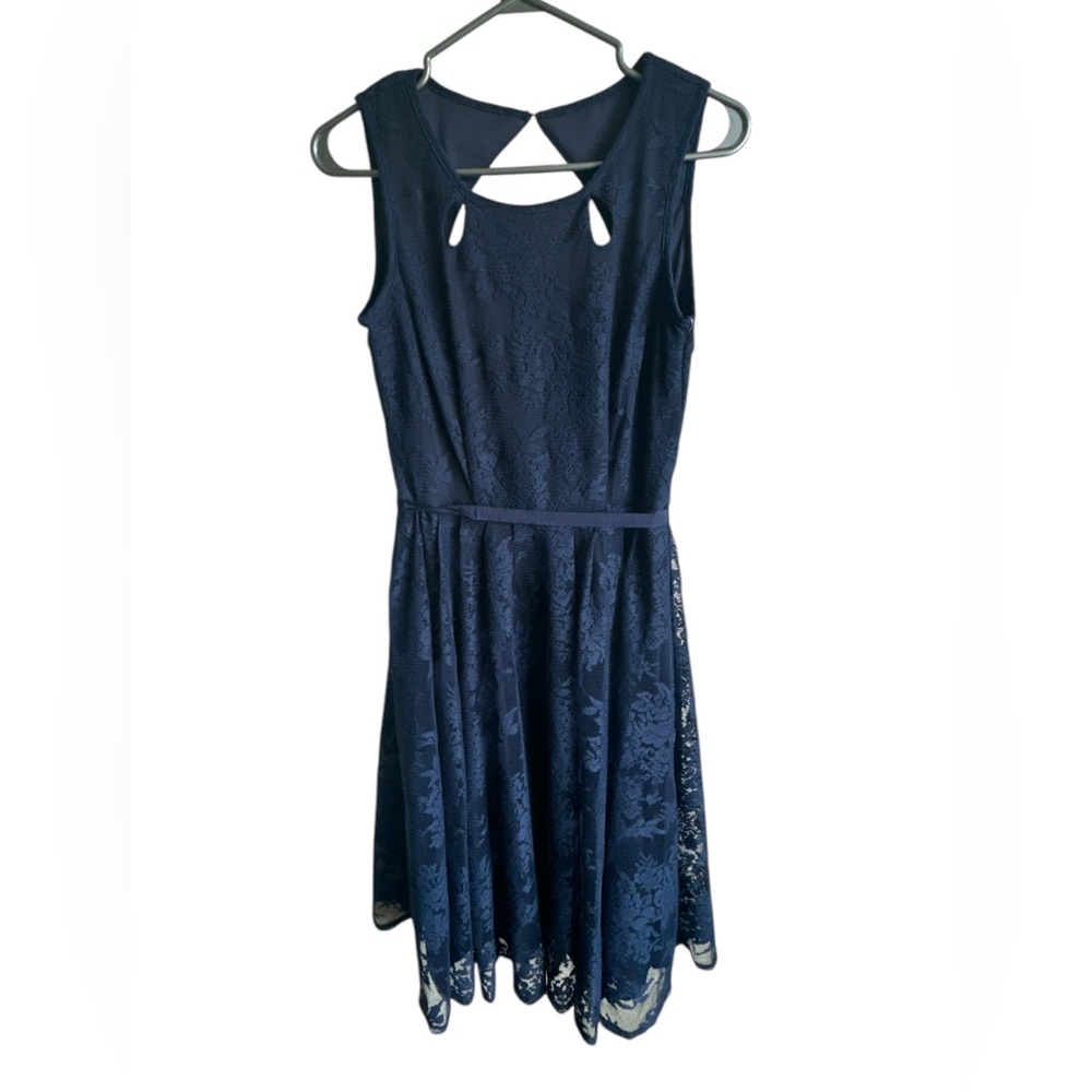 DANNY & NICOLE Sleeveless Floral Lace Knee Length Fit Flare Dress